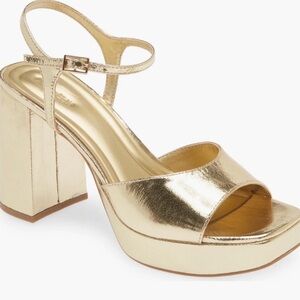 Open Edit Whitney Block Heel Sandal Gold